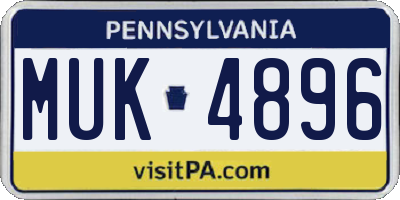 PA license plate MUK4896