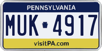 PA license plate MUK4917