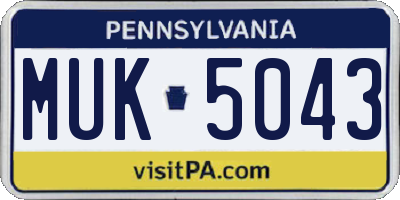 PA license plate MUK5043