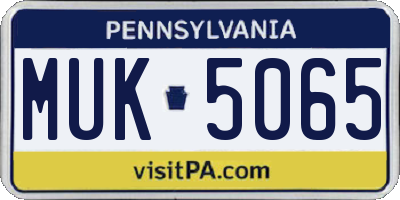 PA license plate MUK5065