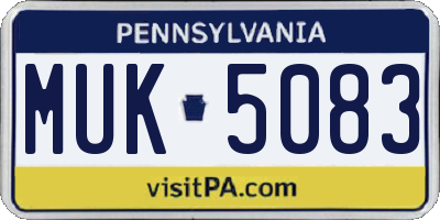 PA license plate MUK5083