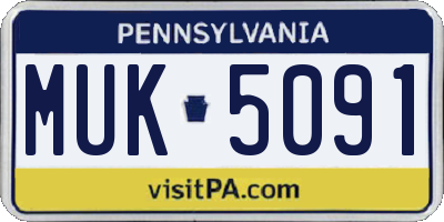 PA license plate MUK5091