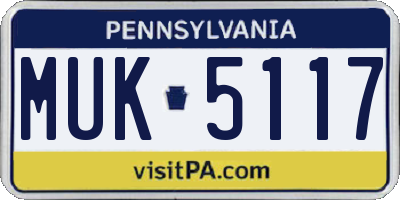 PA license plate MUK5117