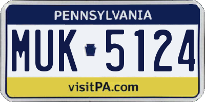 PA license plate MUK5124