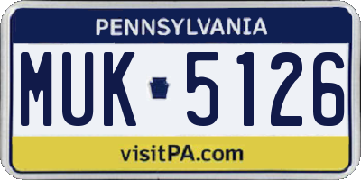 PA license plate MUK5126