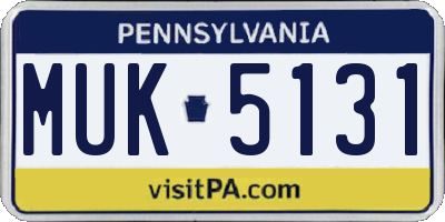 PA license plate MUK5131