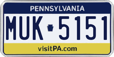 PA license plate MUK5151