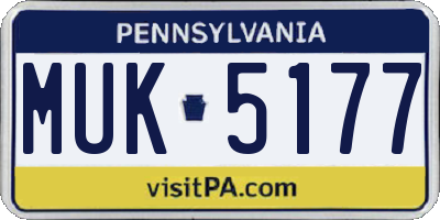 PA license plate MUK5177