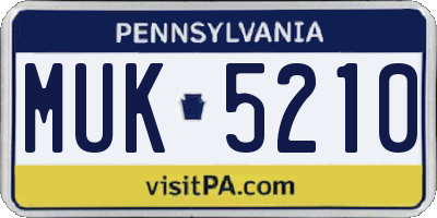 PA license plate MUK5210
