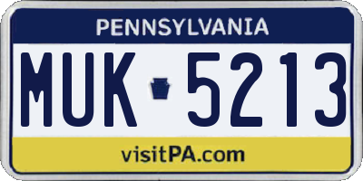 PA license plate MUK5213