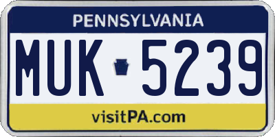 PA license plate MUK5239