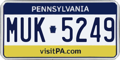 PA license plate MUK5249
