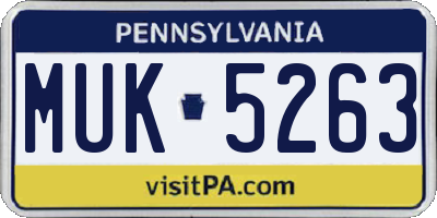 PA license plate MUK5263