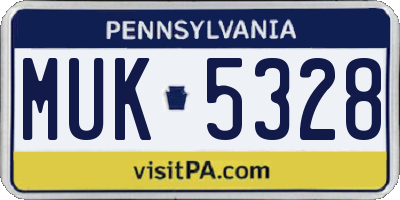 PA license plate MUK5328