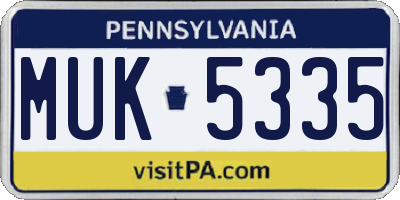 PA license plate MUK5335