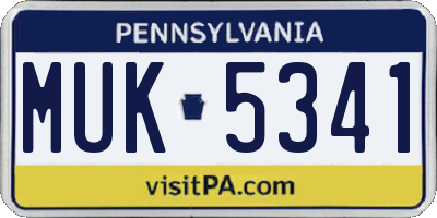 PA license plate MUK5341