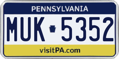 PA license plate MUK5352