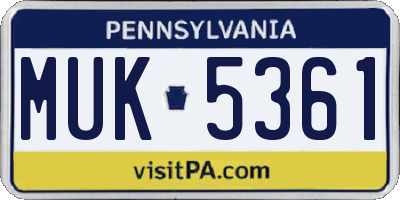 PA license plate MUK5361