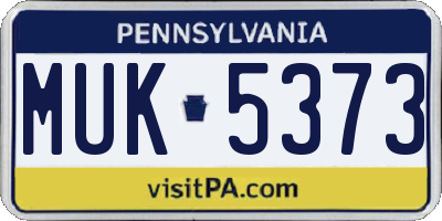 PA license plate MUK5373