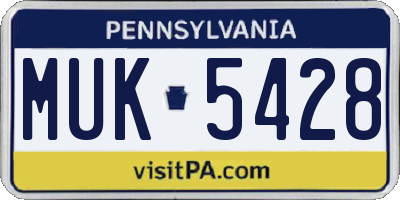 PA license plate MUK5428