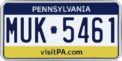 PA license plate MUK5461