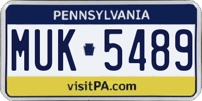 PA license plate MUK5489