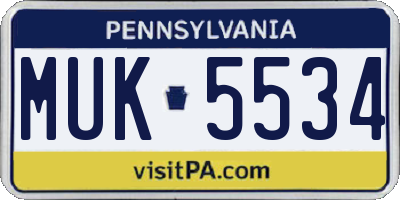 PA license plate MUK5534
