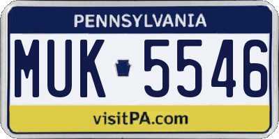 PA license plate MUK5546