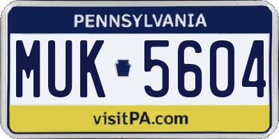 PA license plate MUK5604