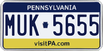 PA license plate MUK5655