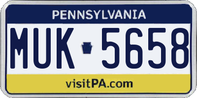 PA license plate MUK5658
