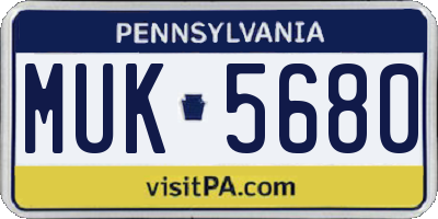PA license plate MUK5680
