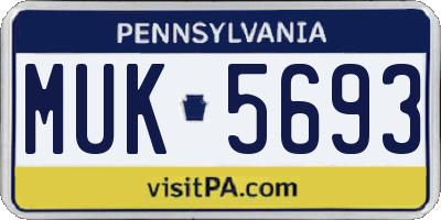 PA license plate MUK5693