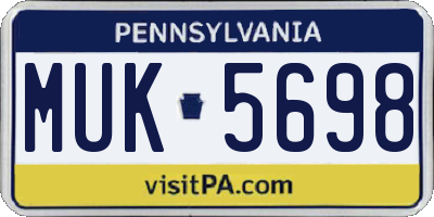PA license plate MUK5698
