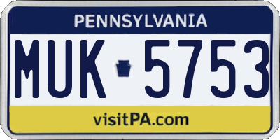 PA license plate MUK5753