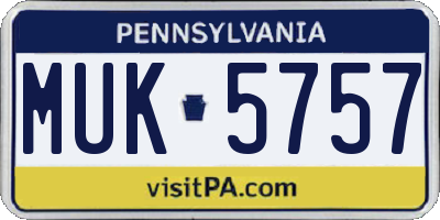 PA license plate MUK5757