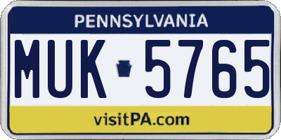 PA license plate MUK5765