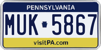 PA license plate MUK5867