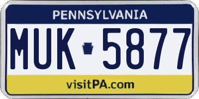 PA license plate MUK5877