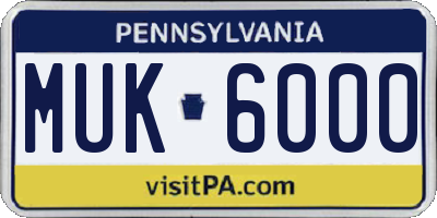 PA license plate MUK6000