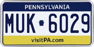 PA license plate MUK6029