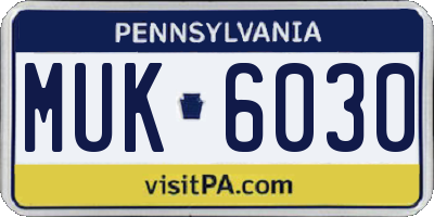 PA license plate MUK6030