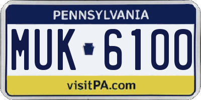 PA license plate MUK6100
