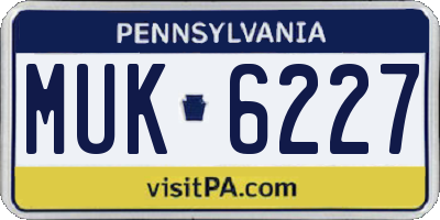 PA license plate MUK6227