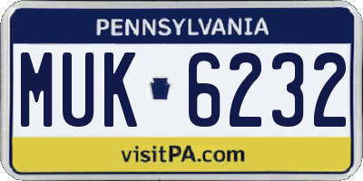 PA license plate MUK6232