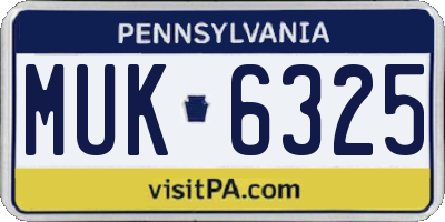 PA license plate MUK6325