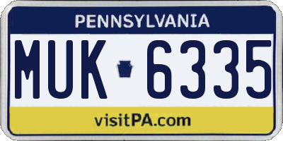PA license plate MUK6335