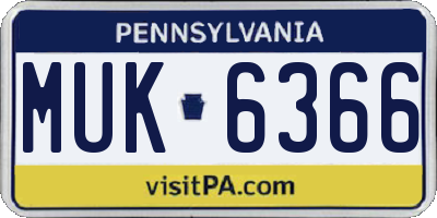PA license plate MUK6366
