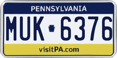 PA license plate MUK6376