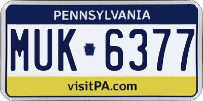 PA license plate MUK6377